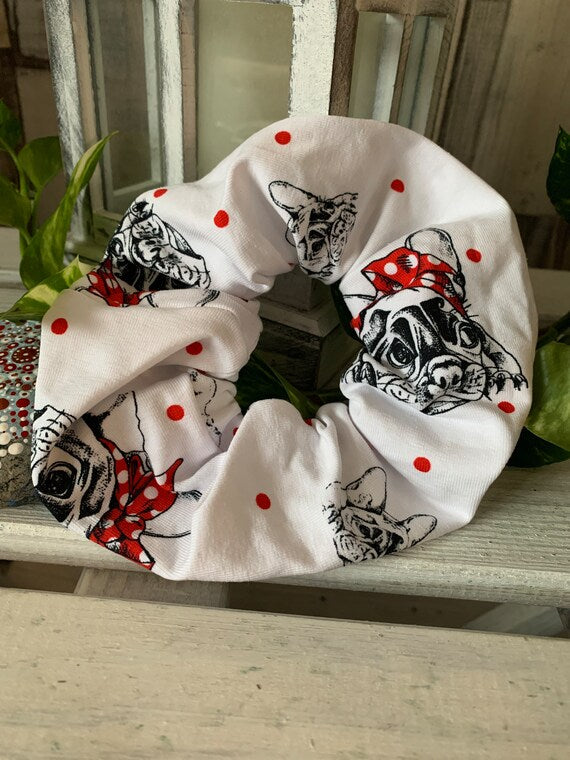 Jersey Scrunchie Haargummi Hunde Freundin weiß
