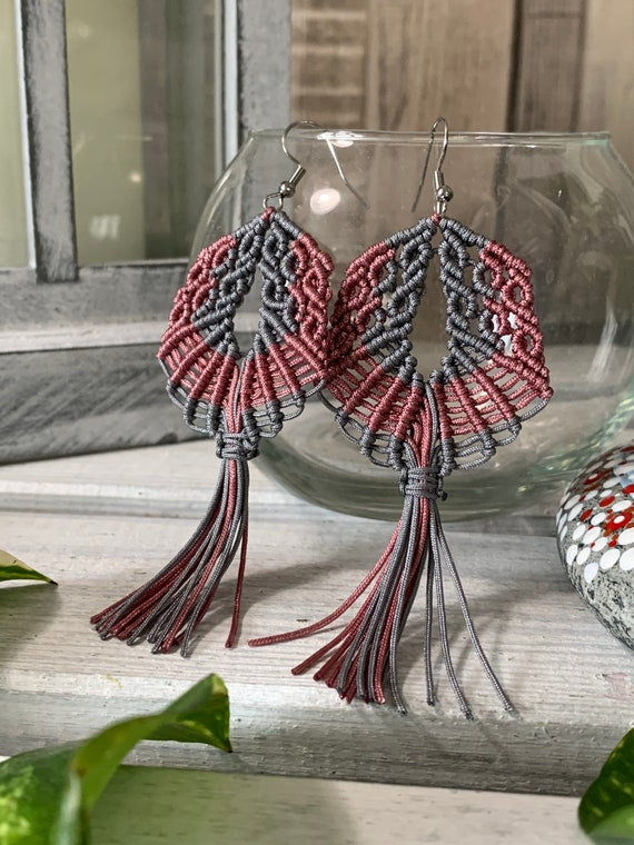 Makramee Ohrring Ohrhänger Pfau (1 Paar)