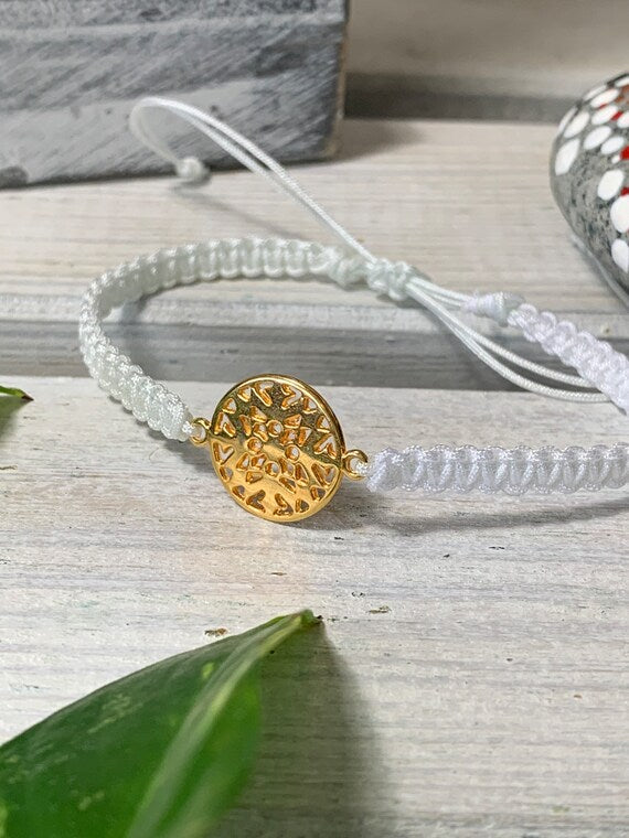 Freundschaftsarmband Makramee Schmuck Armband Schneeflocke goldfarben