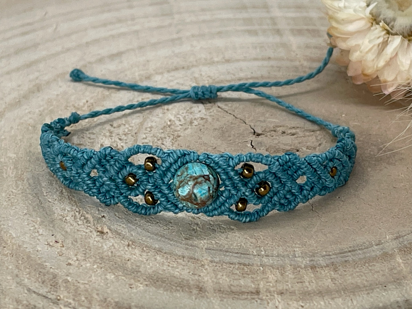 Jaspis-Halbedelstein Armband Freundschaftsarmband Makramee Schmuck