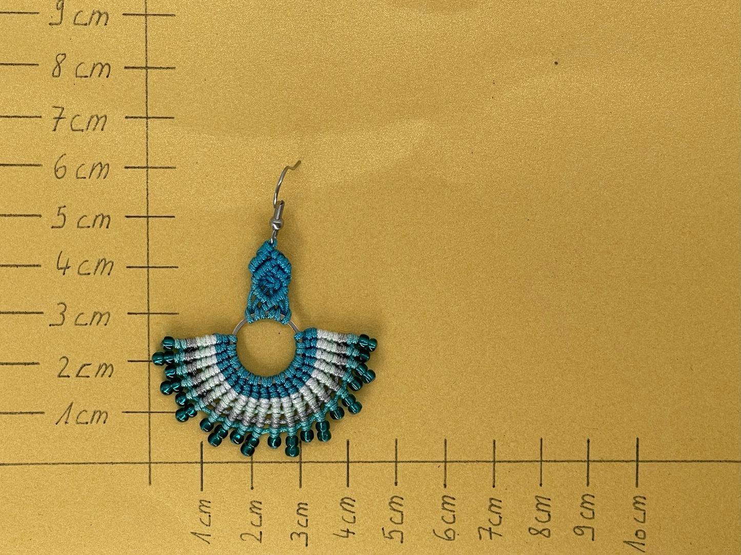 Einzigartiger Makramee Ohrhänger Ohrring Boho Hippie Schmuck blue Mexico (1 Paar)