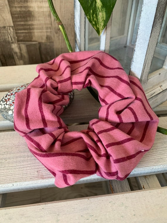Jersey Scrunchie Haargummi rosa Streifen