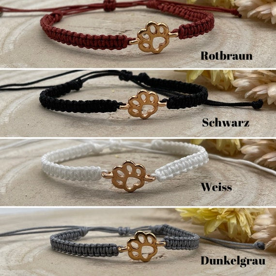 Freundschaftsarmband Makramee Schmuck Armband Tatze Roségoldfarbend