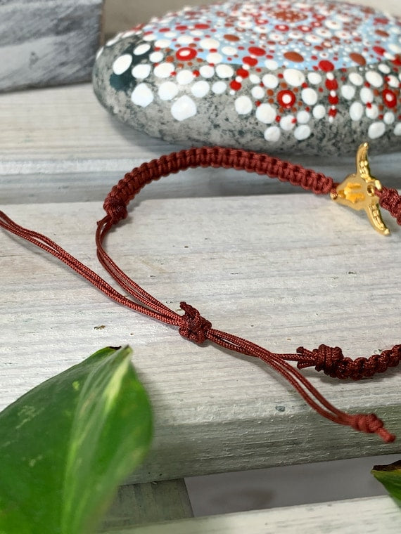 Freundschaftsarmband Makramee Schmuck Armband Anker goldfarben