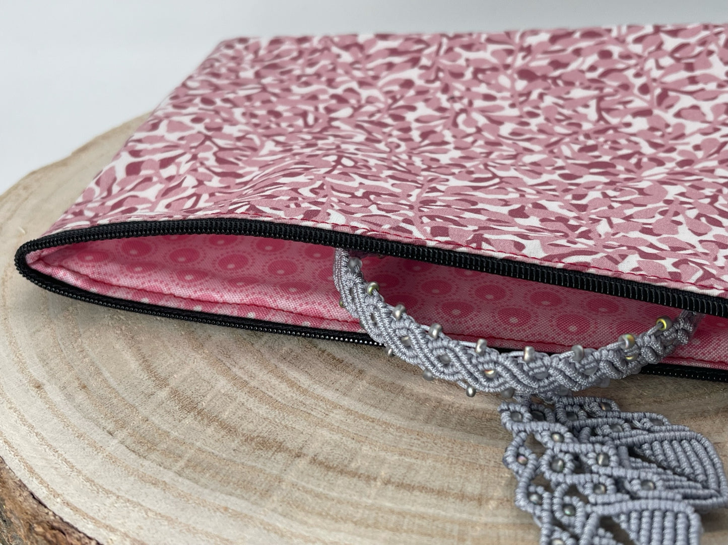 Stylische Federtasche Stifttasche Mäppchen Kosmetik kleine Tasche Rankmeer rosa