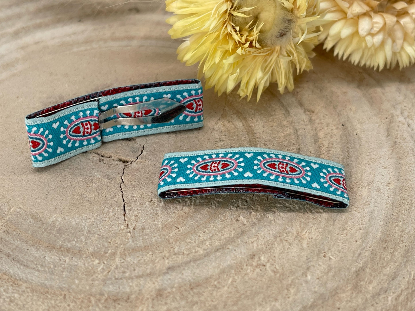 Haarspangen Haarclips Mosaik blau (1 Paar)