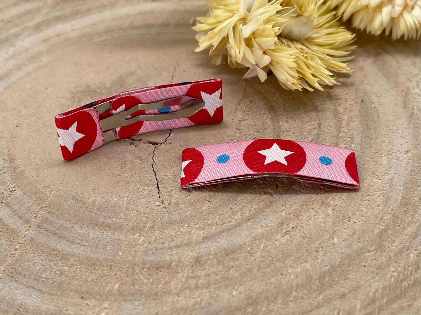 Baby Haarspangen Haarclips Sternenbanner rosa (1 Paar)