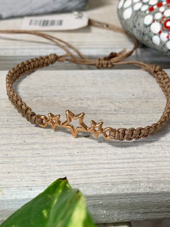 Freundschaftsarmband Makramee Armband Sternchen Edelstahl Rosegold