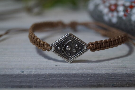 Freundschaftsarmband Makramee Armband Planeten silberfarbenen Edelstahl