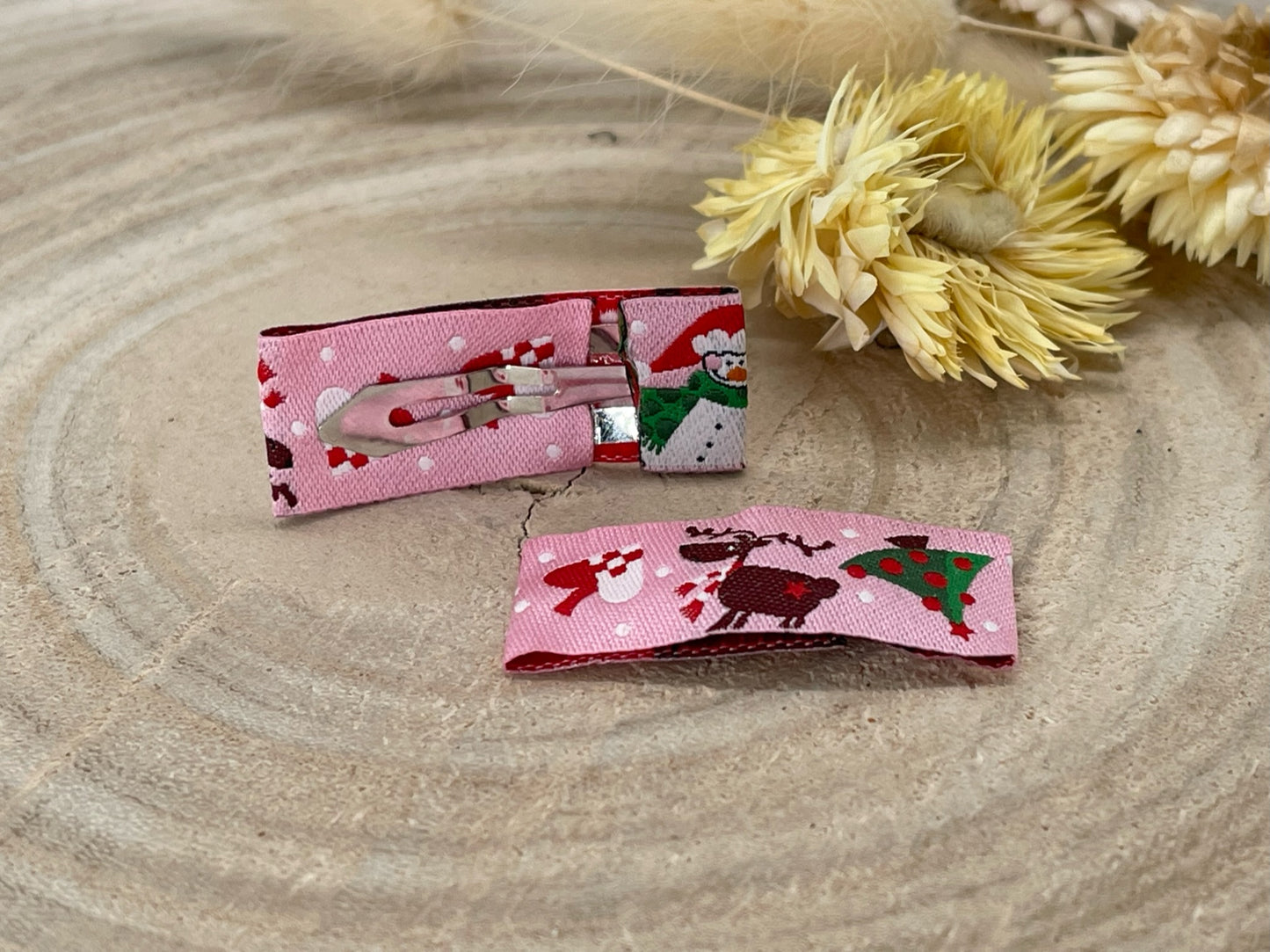 Haarspangen Haarclips Weihnachten rosa (1 Paar)