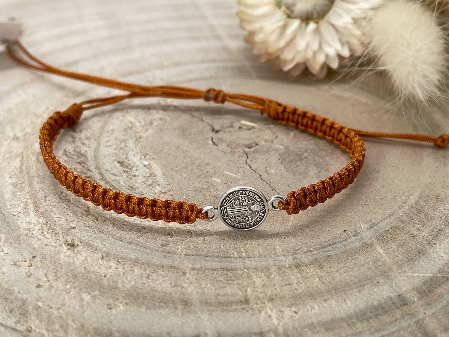 Freundschaftsarmband Makramee Schmuck Armband Münze silberfarben