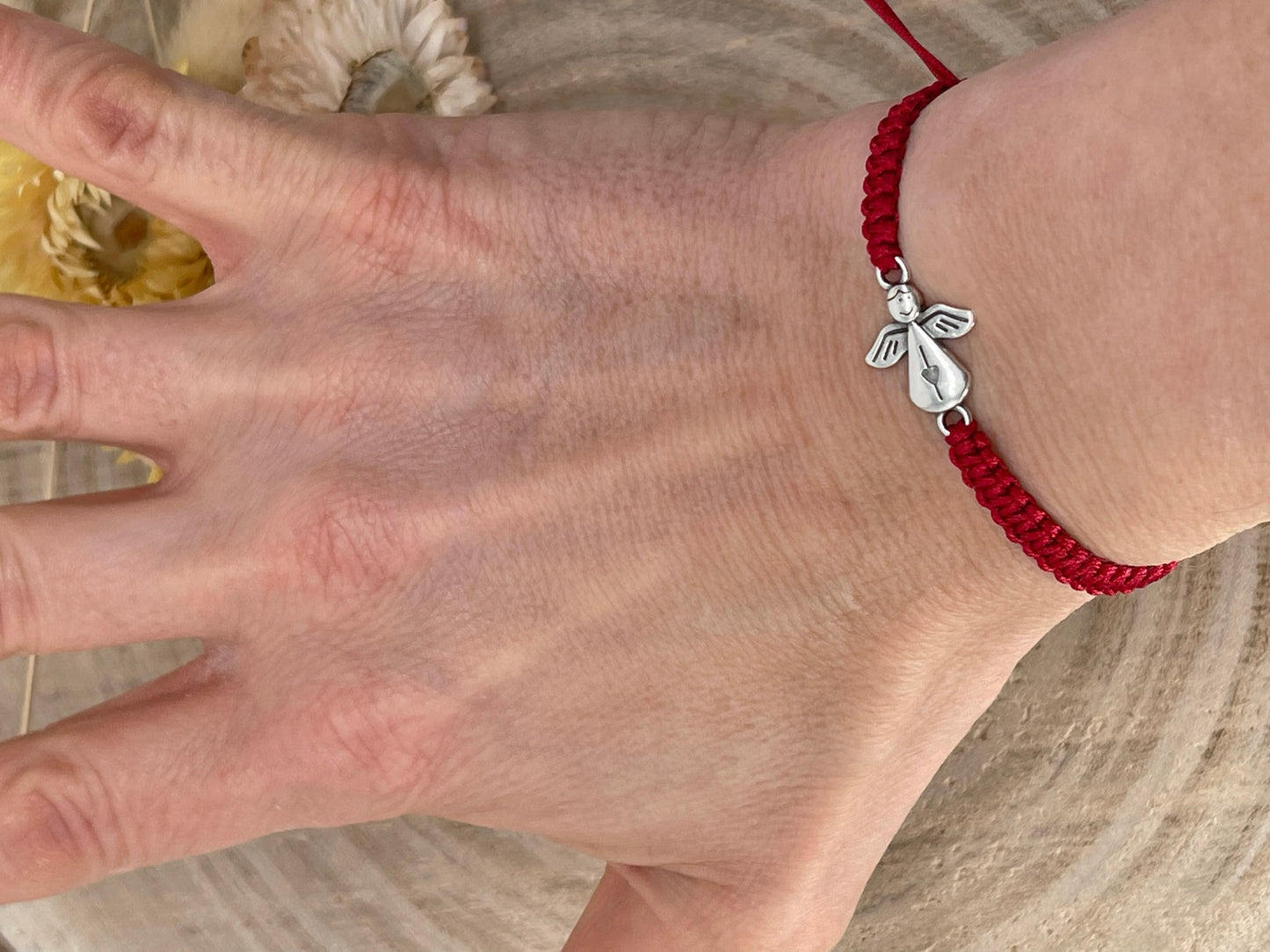 Freundschaftsarmband Makramee Armband Schutzengel Engel silberfarbenen Edelstahl