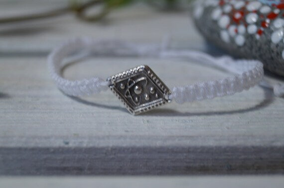 Freundschaftsarmband Makramee Armband Planeten silberfarbenen Edelstahl