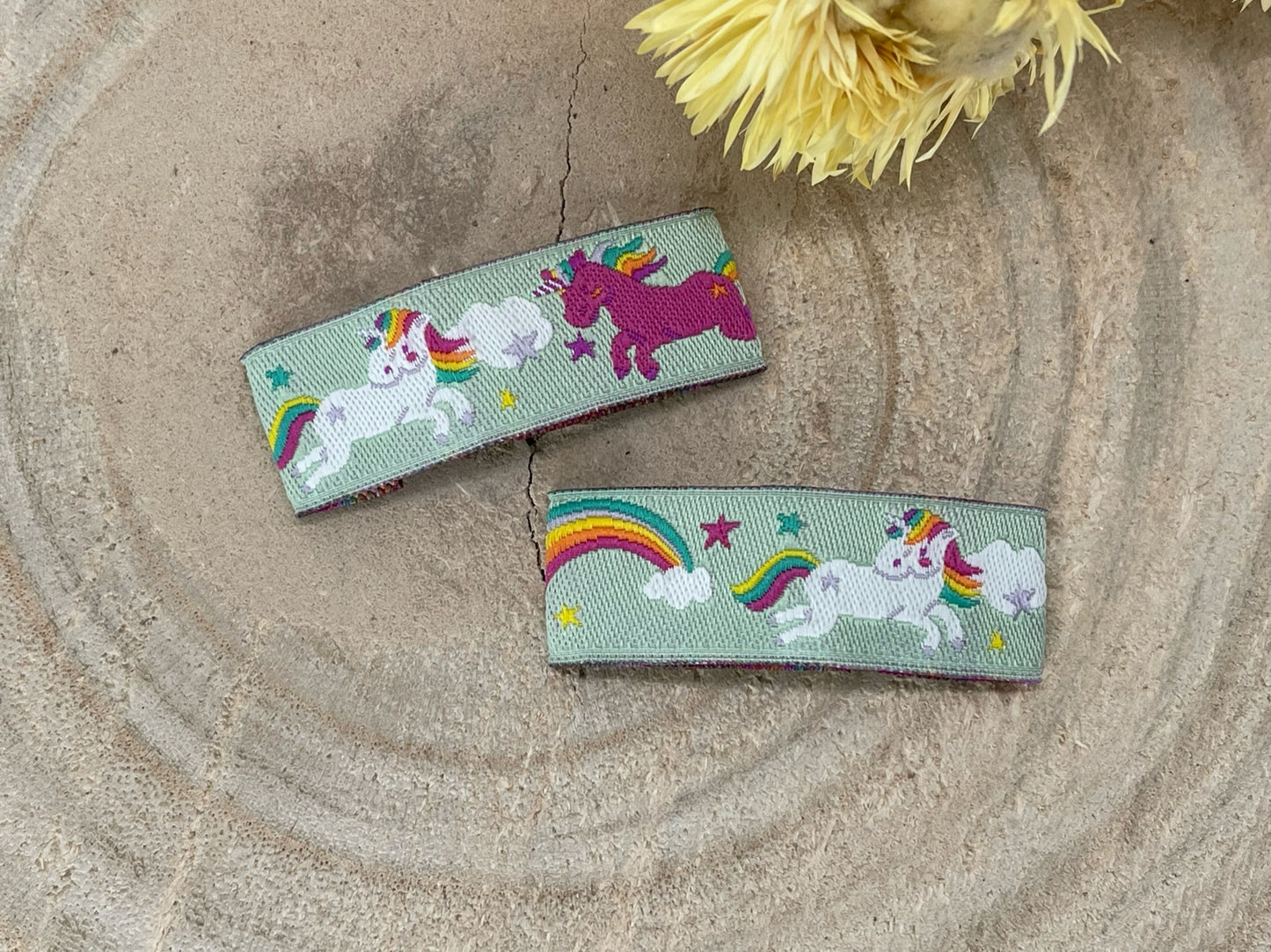 Haarspangen Haarclips Einhorn (1 Paar) grün