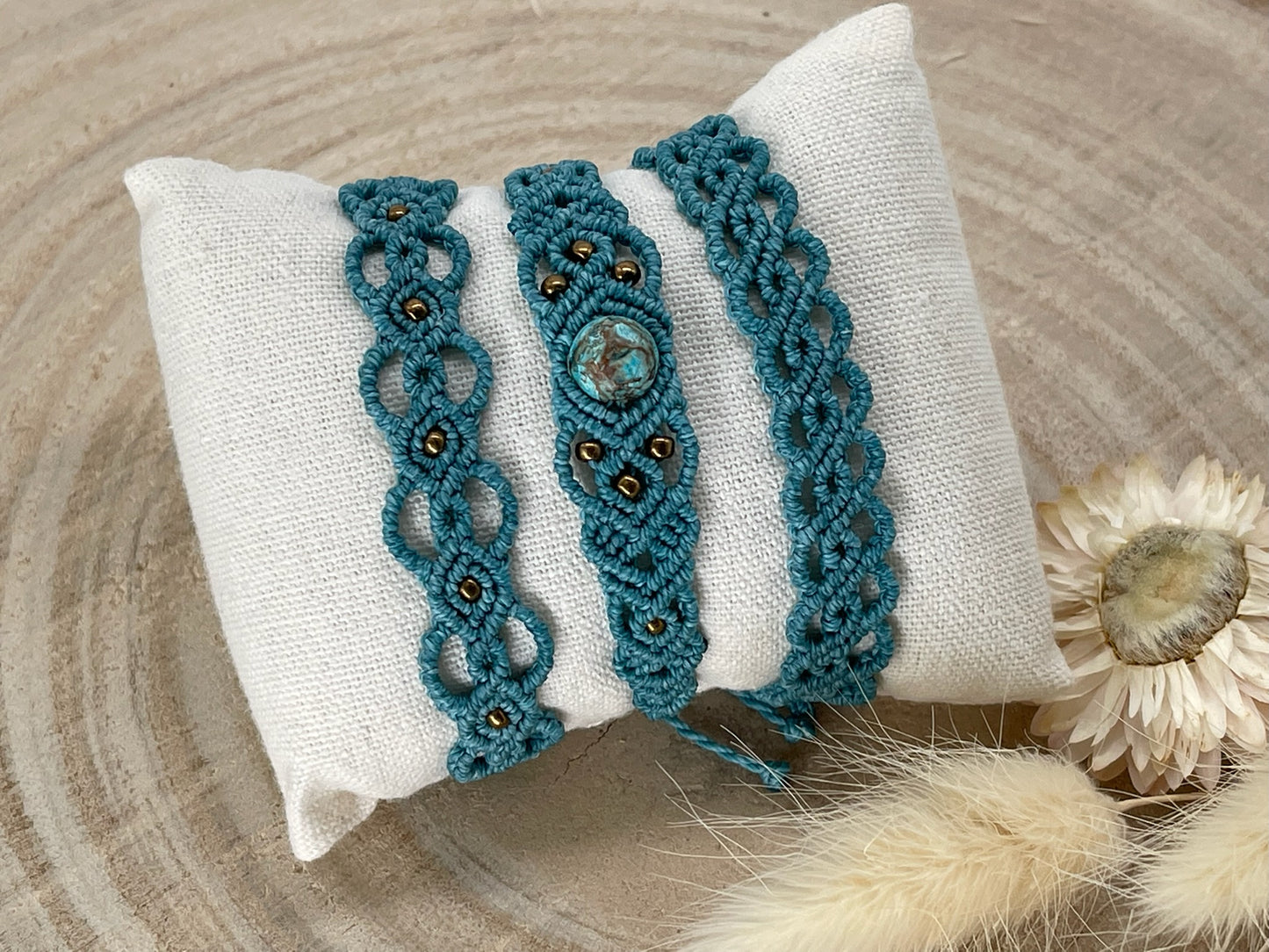Jaspis-Halbedelstein Armband Freundschaftsarmband Makramee Schmuck