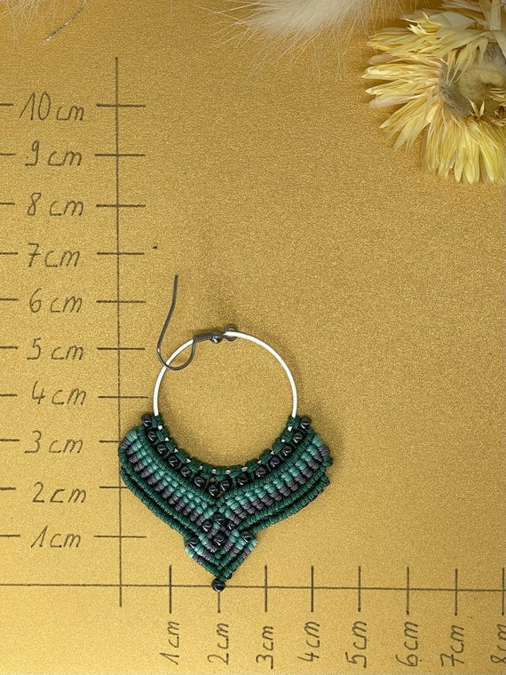 Einzigartiger Makramee Ohrhänger Ohrring Boho Hippie Schmuck Orient green (1 Paar)