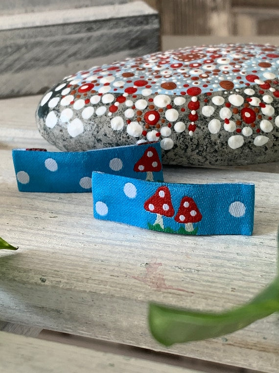 Baby Haarspangen Haarclips Pilze blau (1 Paar)