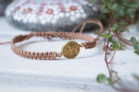 Freundschaftsarmband Makramee Schmuck Armband Edelstahl Münze