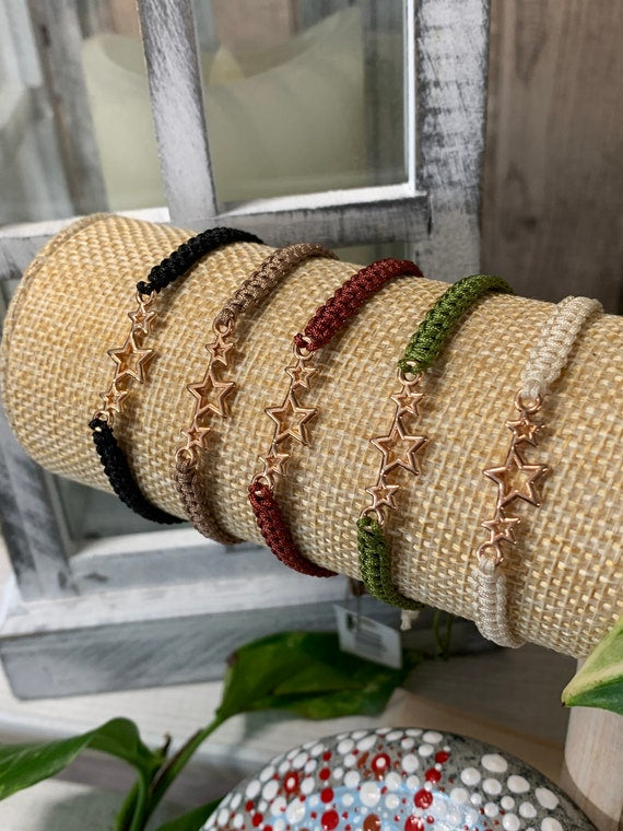Freundschaftsarmband Makramee Armband Sternchen Edelstahl Rosegold