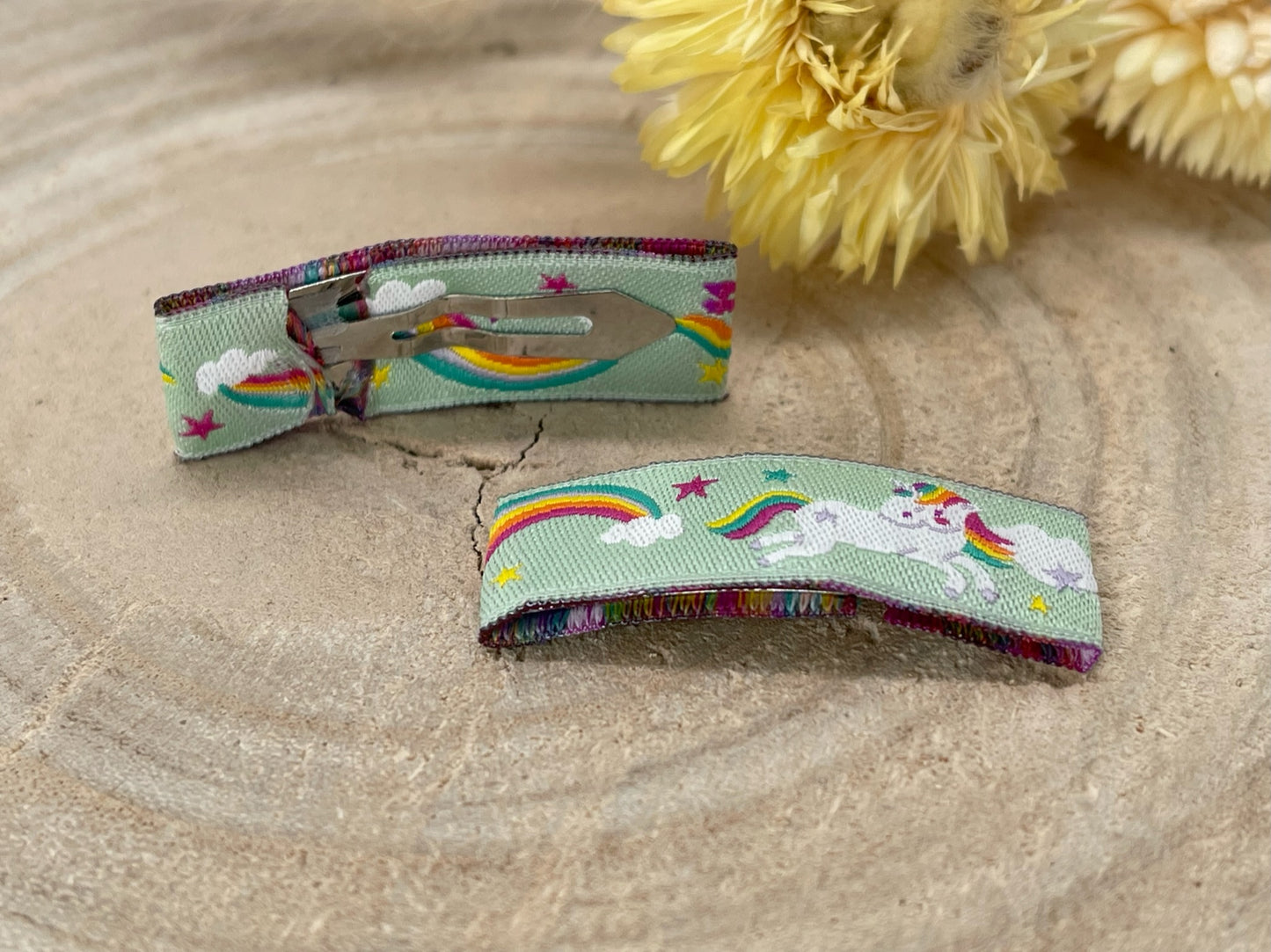 Haarspangen Haarclips Einhorn (1 Paar) grün