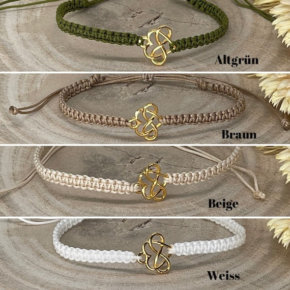 Freundschaftsarmband Makramee Schmuck Armband Unendliche-Liebe goldfarben