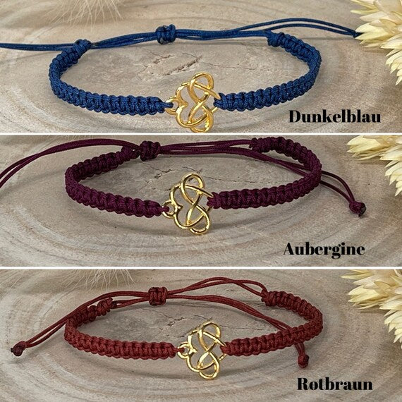 Freundschaftsarmband Makramee Schmuck Armband Unendliche-Liebe goldfarben