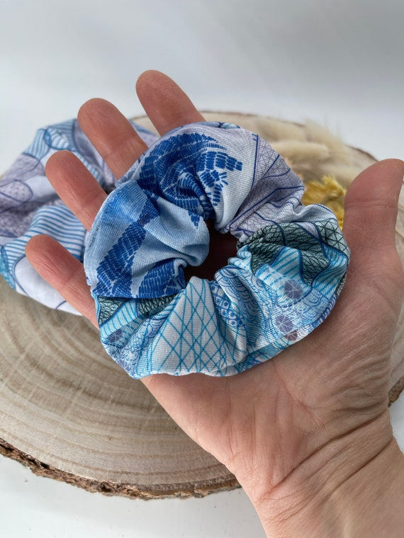 Modal Scrunchie Haargummi blaues Patchwork
