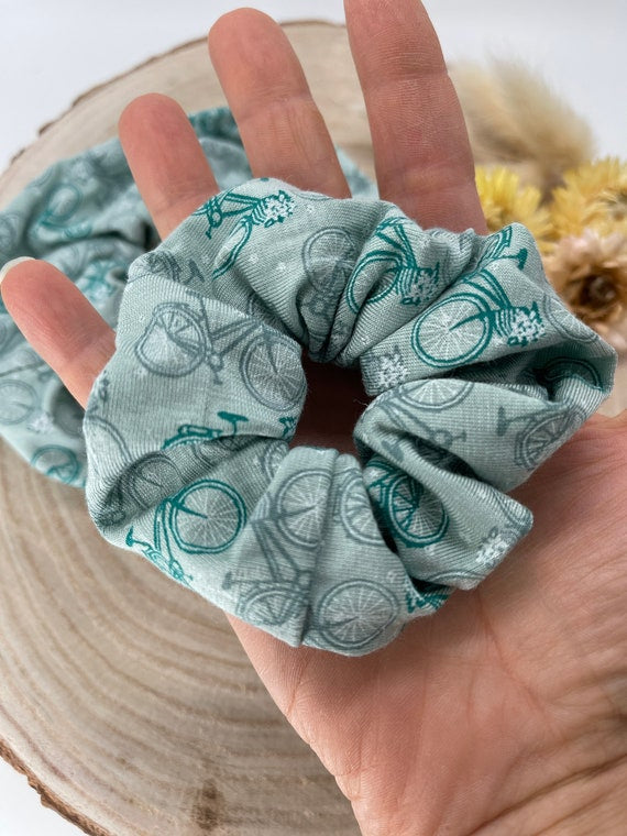 Scrunchie Haargummi elastisches Haarband Fahrrad blau für feines oder dickes Haar