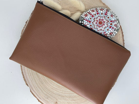 Stylische Federtasche Stifttasche Mäppchen Kosmetik kleine Tasche Bären Freunde braun/grün