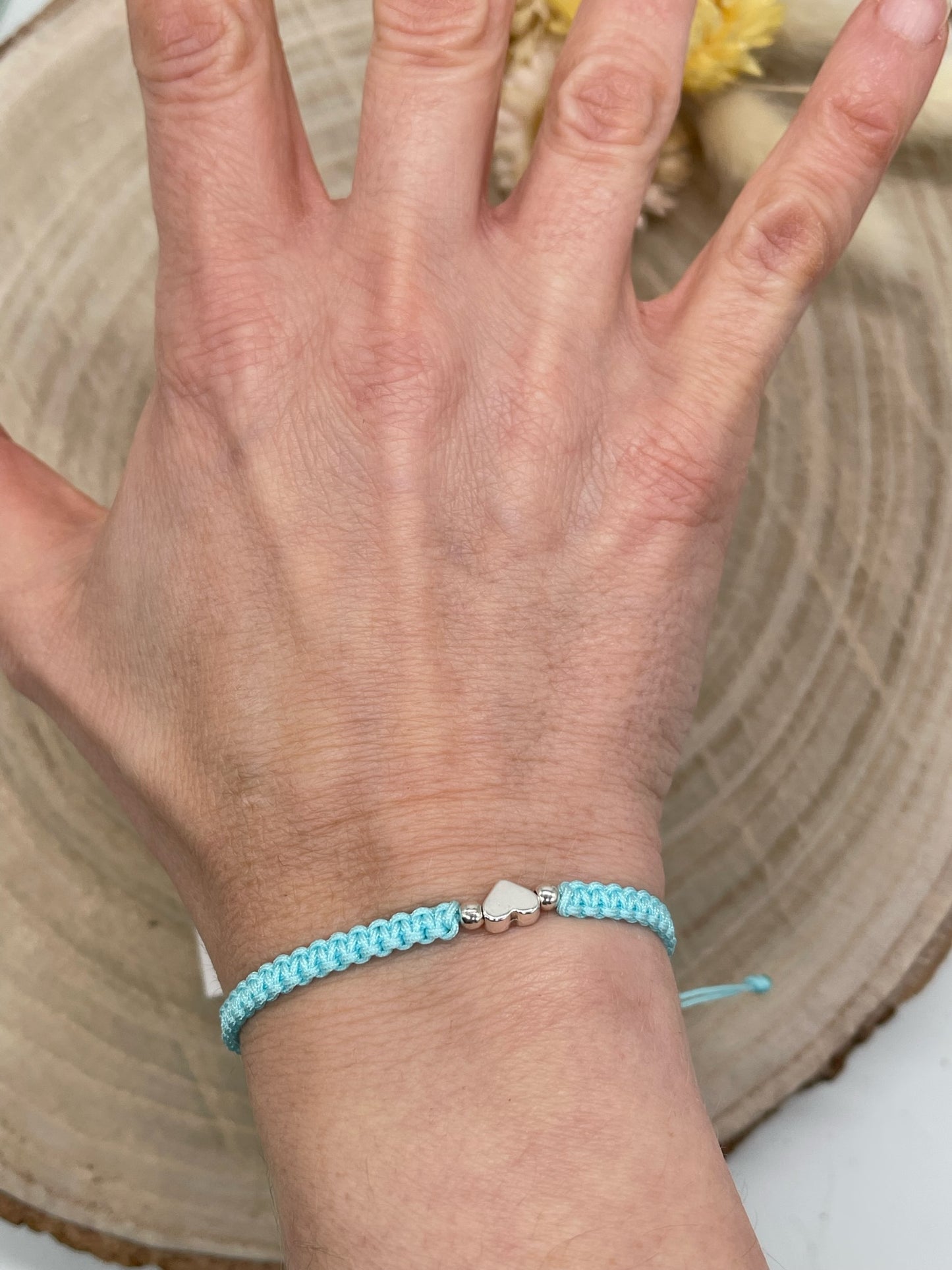 Freundschaftsarmband Makramee Schmuck Armband Herz II silberfarben