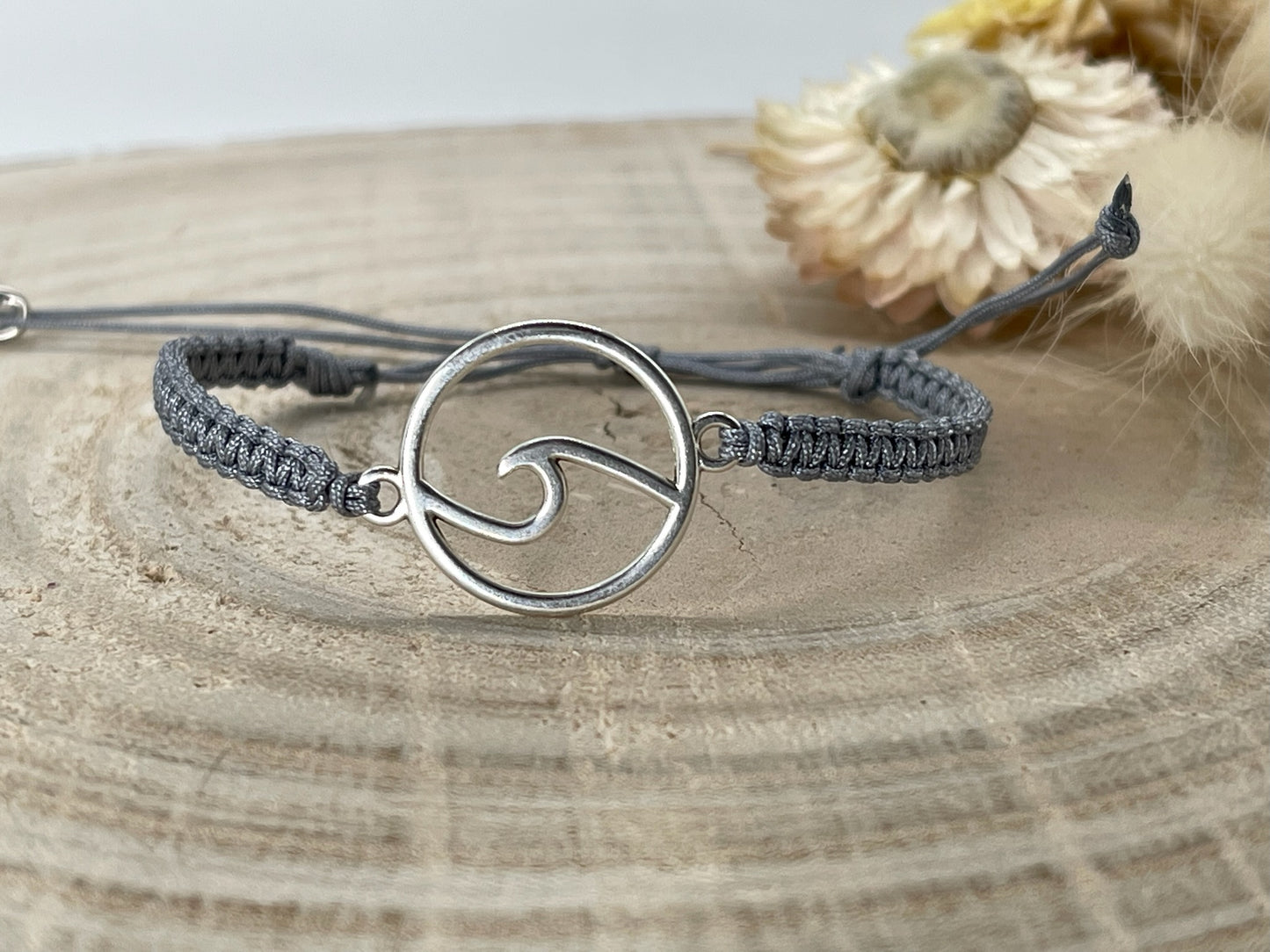 Makrameearmband Freundschaftsarmband Schmuck Armband mit silberfarbenes Edelstahl Welle II