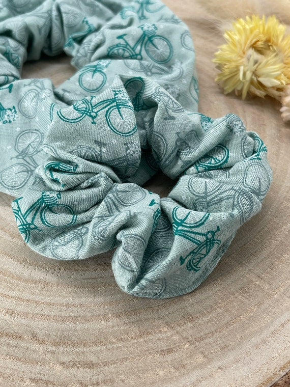 Scrunchie Haargummi elastisches Haarband Fahrrad blau für feines oder dickes Haar