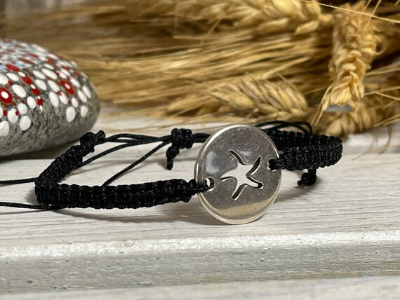 Makrameearmband Freundschaftsarmband Schmuck Armband mit silberfarbenes Edelstahl Seestern