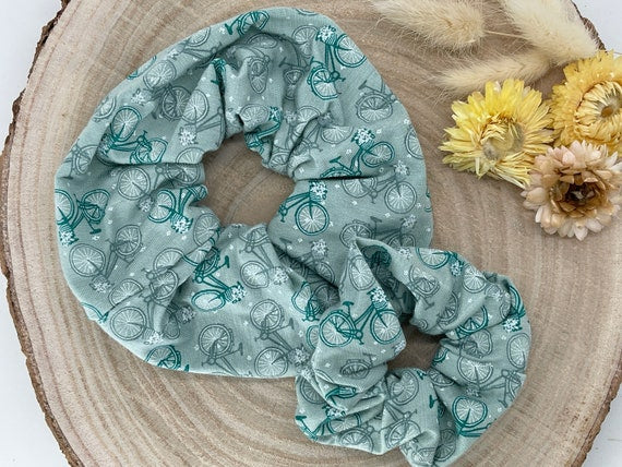 Scrunchie Haargummi elastisches Haarband Fahrrad blau für feines oder dickes Haar