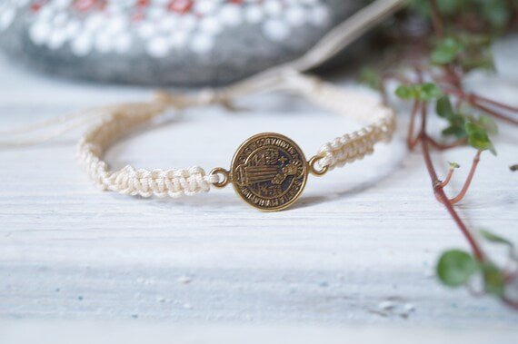Freundschaftsarmband Makramee Schmuck Armband Münze antik goldfarben