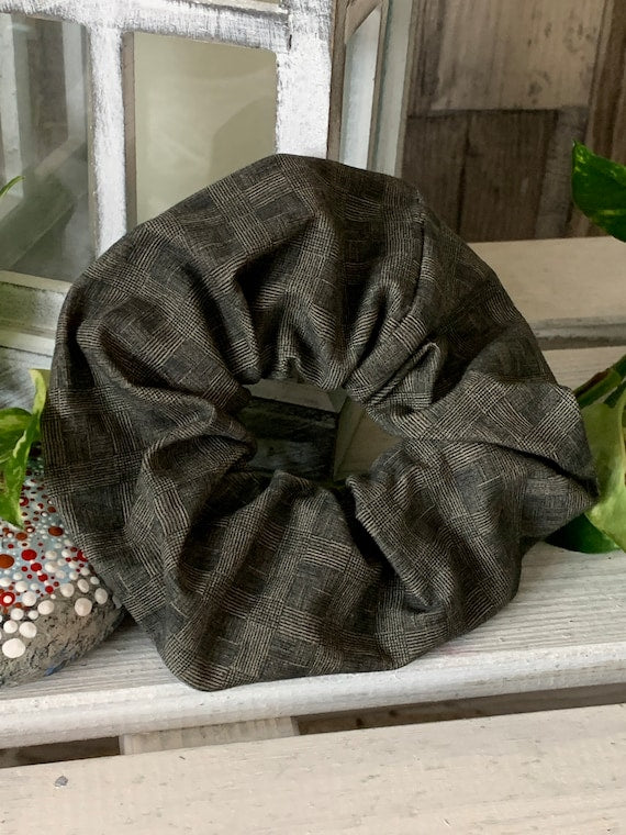 Scrunchie Haargummi grau braun Muster