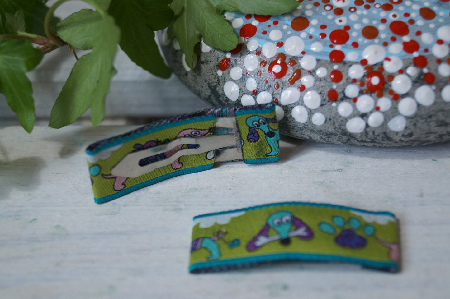 Haarspangen Haarclips kleiner Dackel (1 Paar) grün