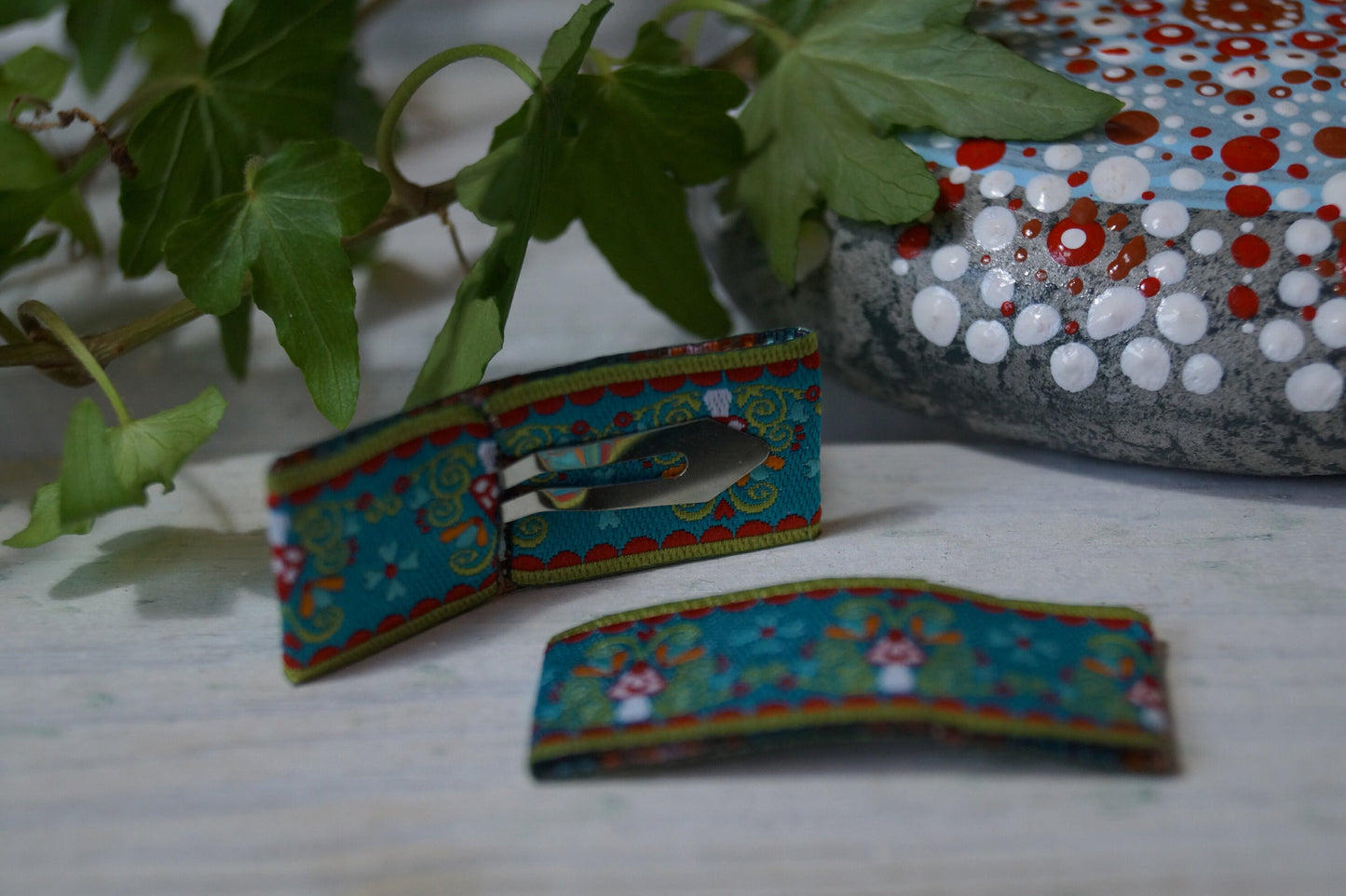 Haarspangen Haarclips Pilze blau (1 Paar)