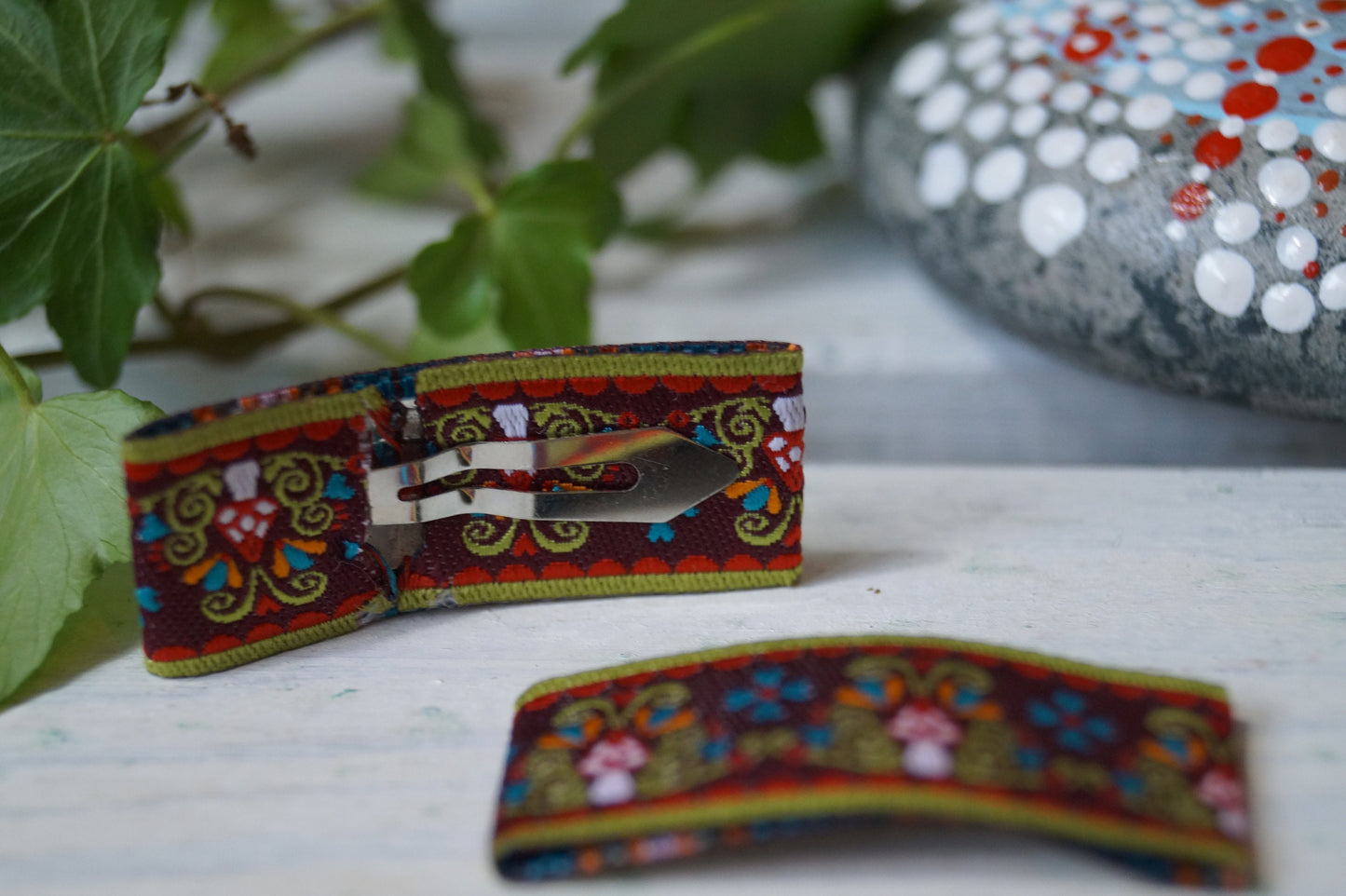 Haarspangen Haarclips kleiner Pilz braun (1 Paar)