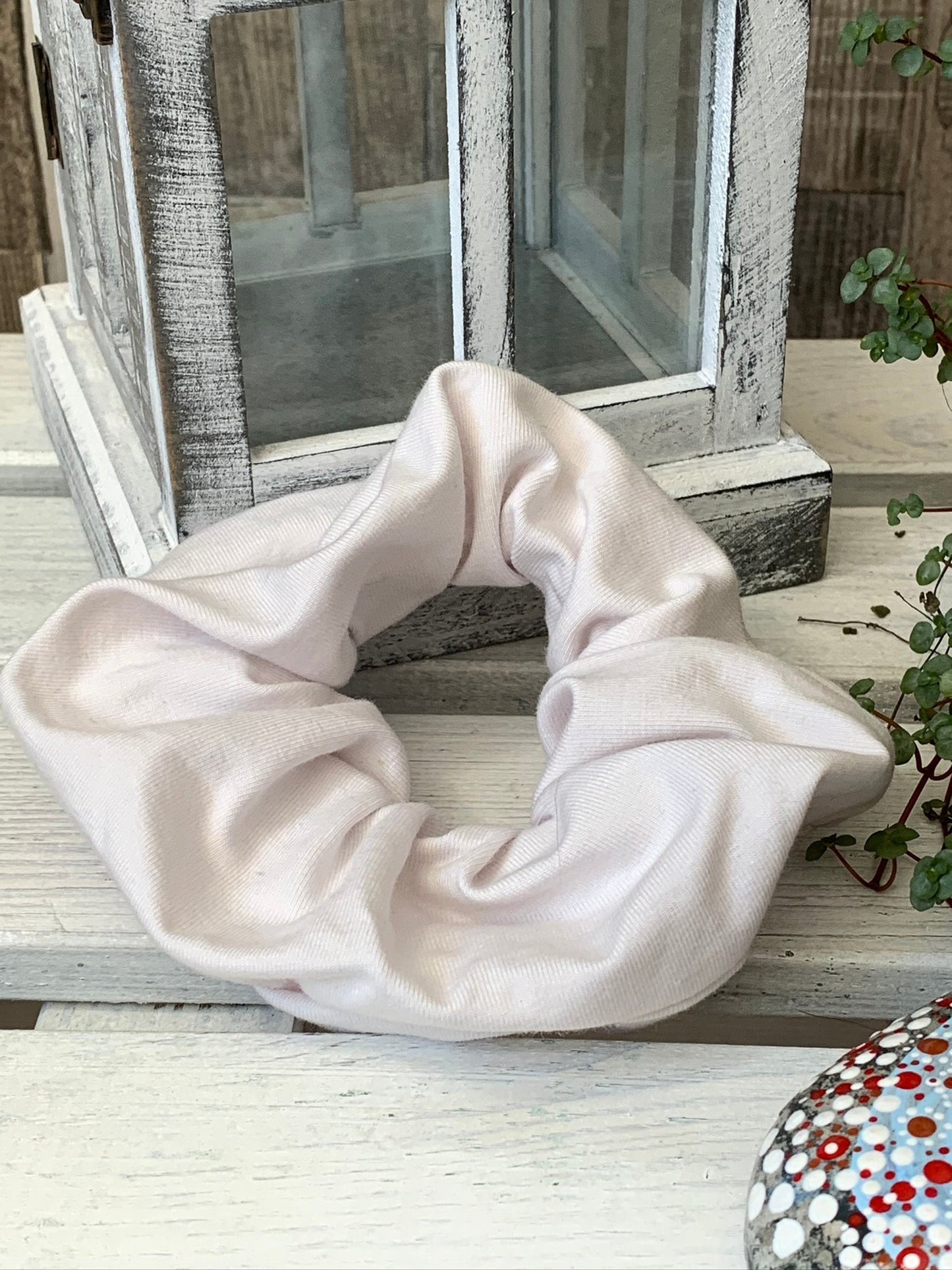 Jersey Scrunchie Haargummi Uni natur Weiß