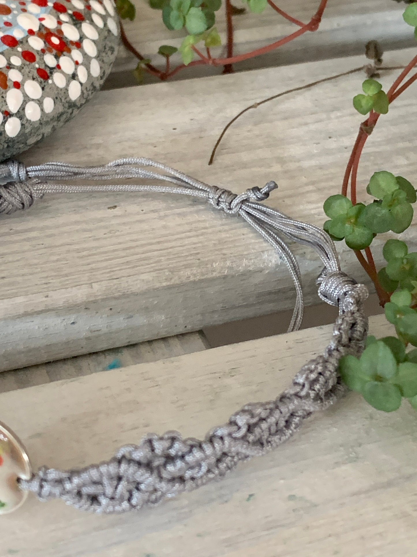 Freundschaftsarmband Makramee Armband Blumenmädchen silberfarbenen Edelstahl