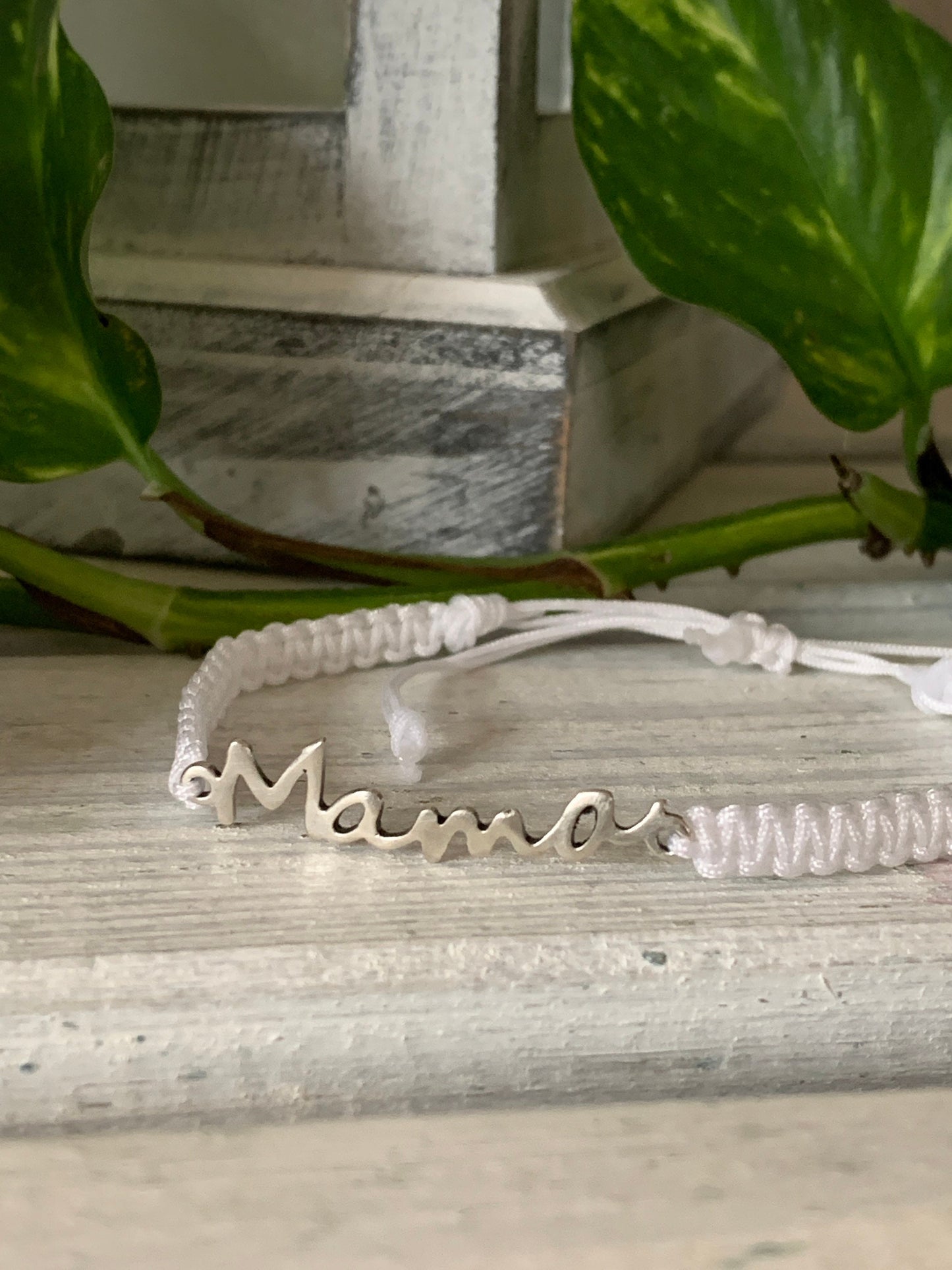 Freundschaftsarmband Makramee Armband Mama silberfarbenen Edelstahl