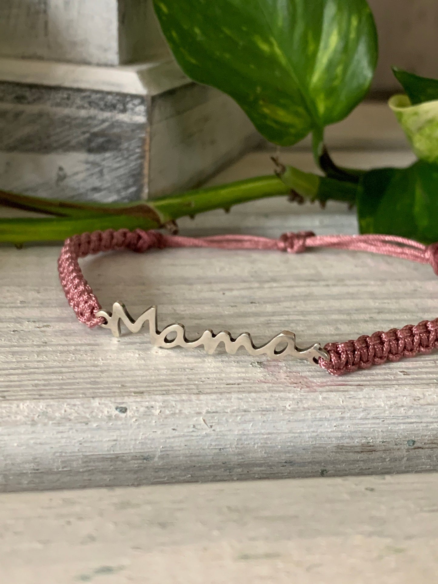 Freundschaftsarmband Makramee Armband Mama silberfarbenen Edelstahl