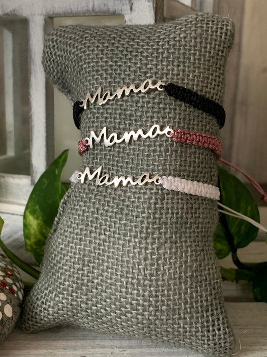 Freundschaftsarmband Makramee Schmuck Armband Mama silberfarben