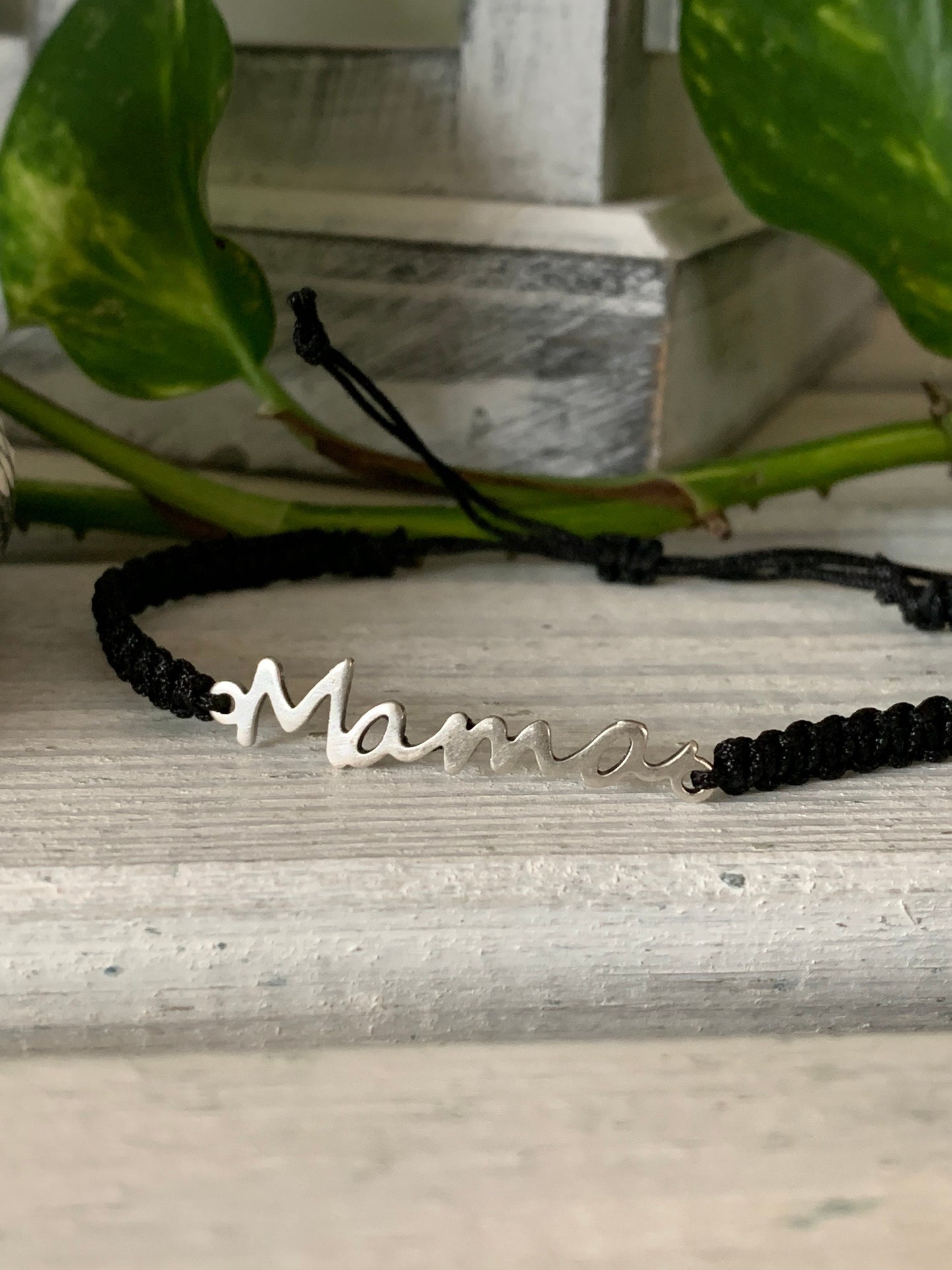 Freundschaftsarmband Makramee Armband Mama silberfarbenen Edelstahl