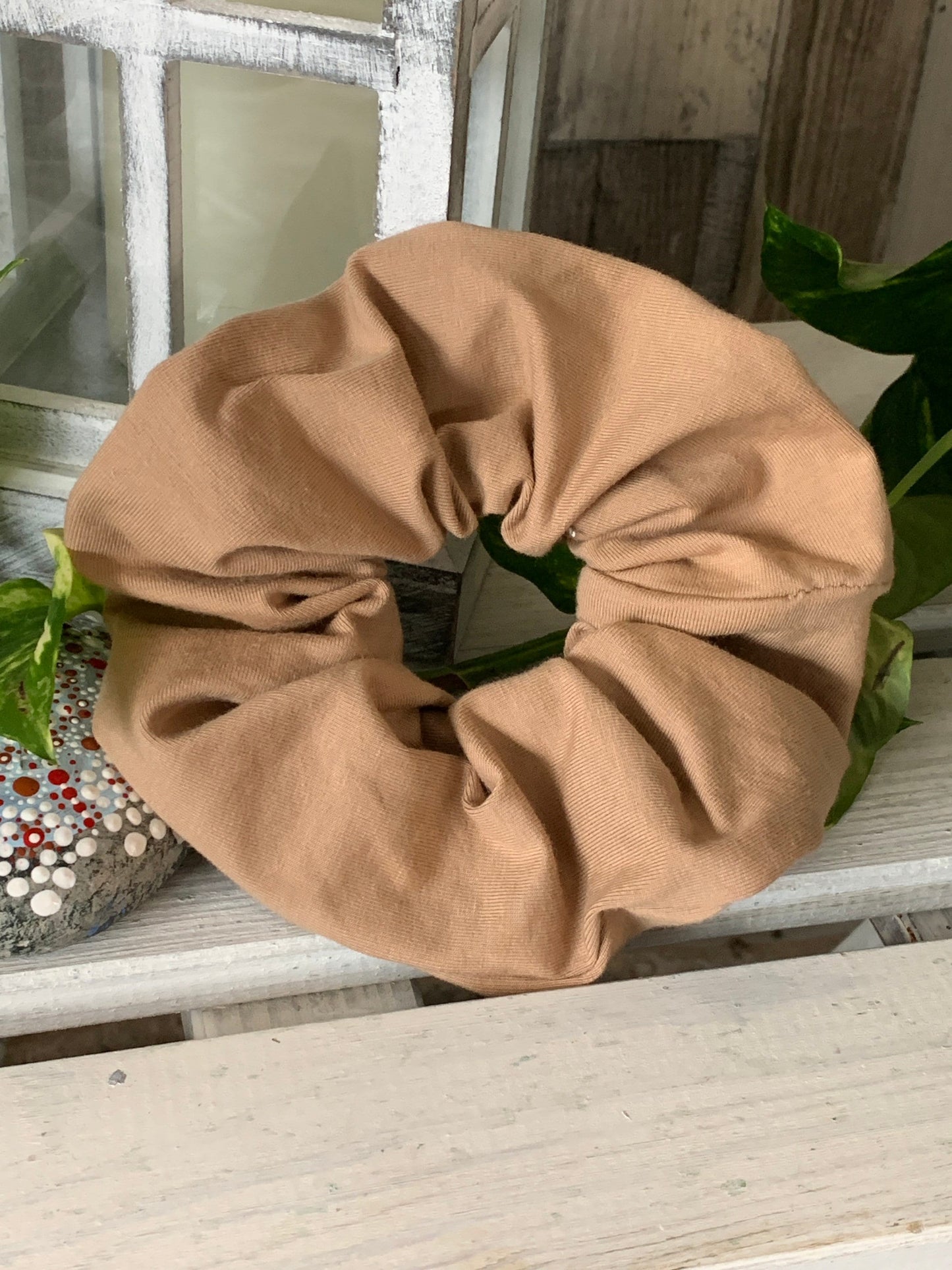 Jersey Scrunchie Haargummi Uni beige