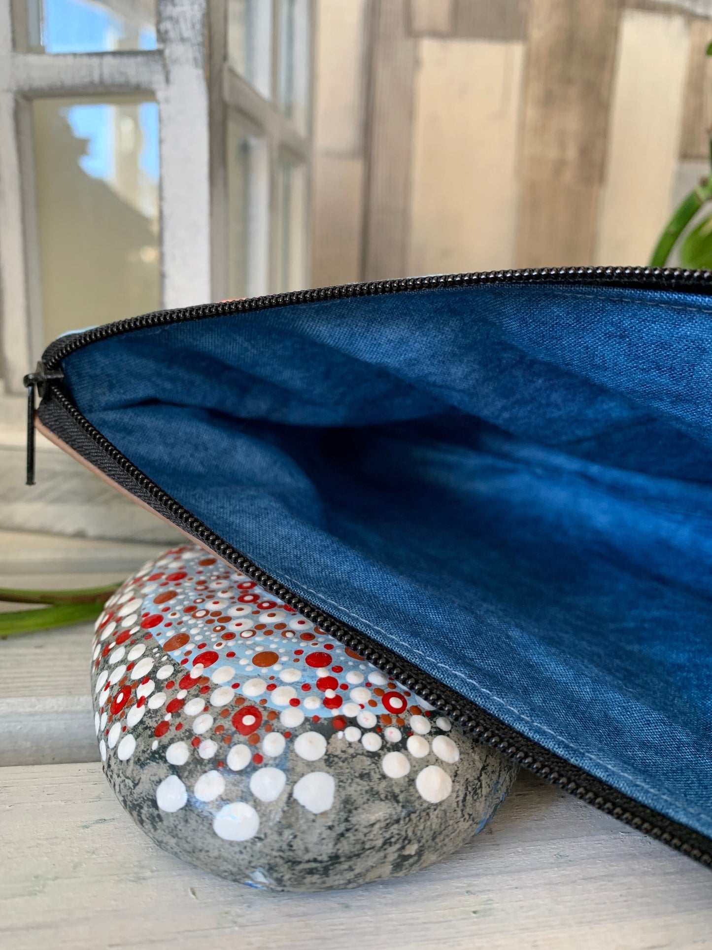 Stylische Federtasche Stifttasche Mäppchen Kosmetik kleine Tasche Elefant hellblau/braun