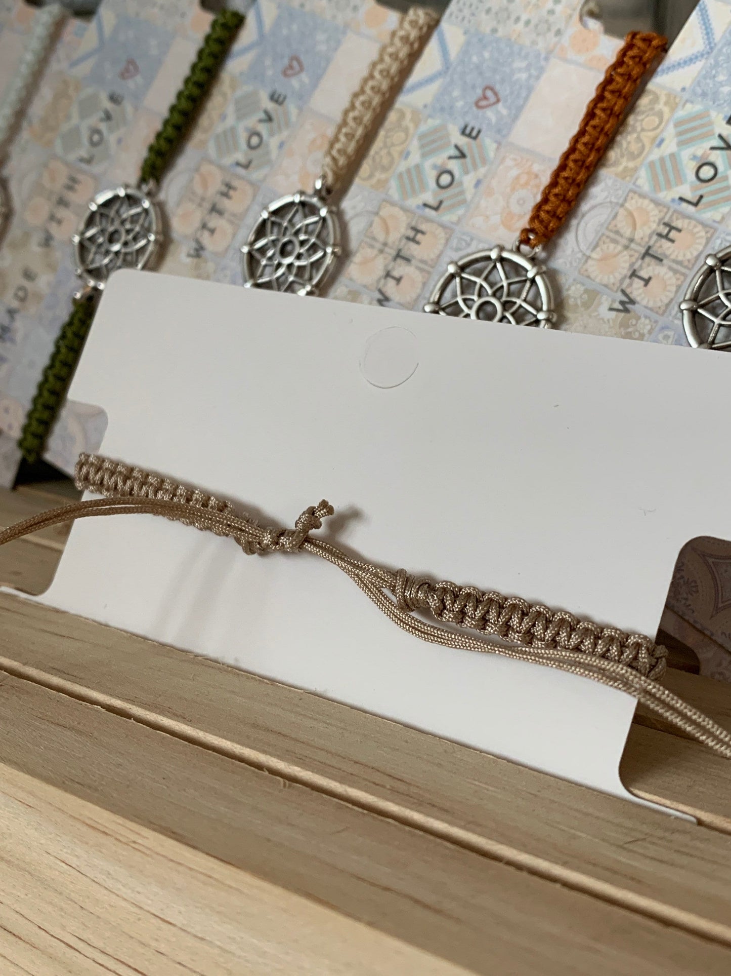 Makrameearmband Freundschaftsarmband Schmuck Armband mit silberfarbenes Edelstahl großer Anker