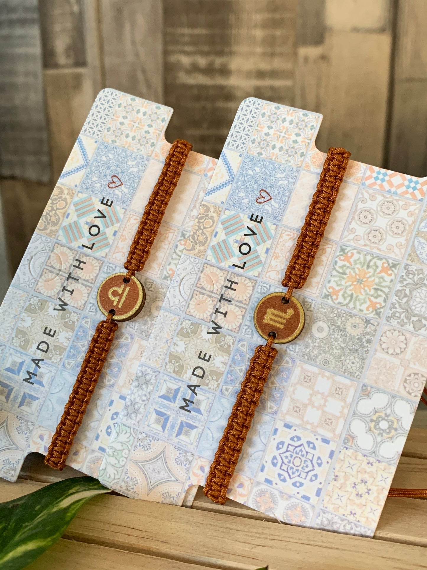 Makrameearmband Freundschaftsarmband Armband Sternzeichen Kupfer