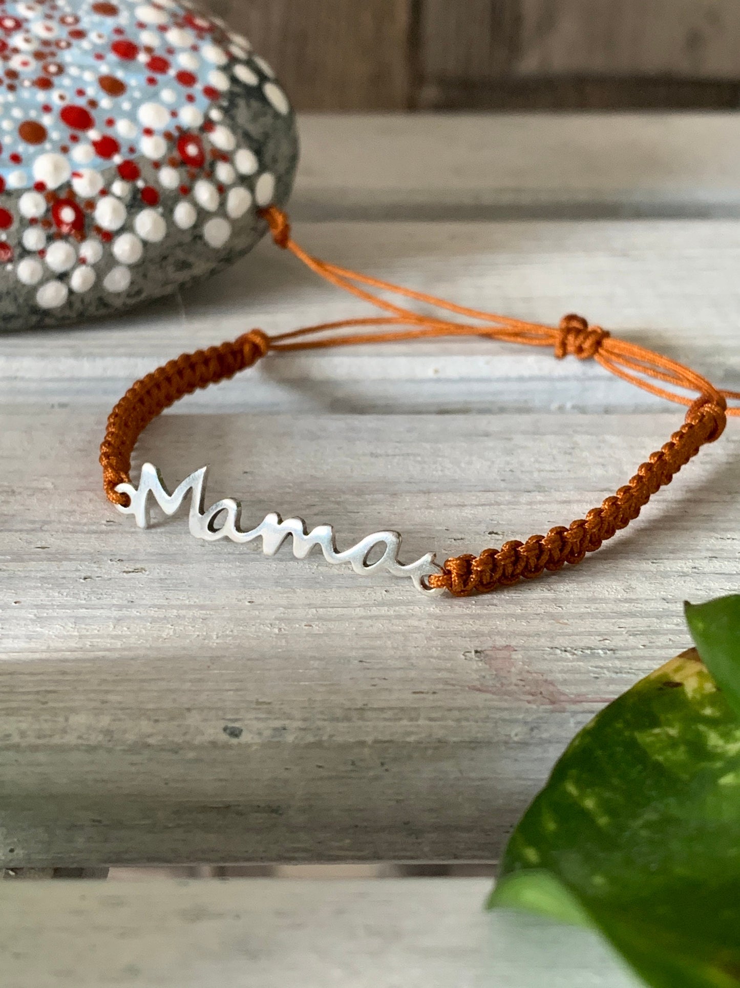 Freundschaftsarmband Makramee Armband Mama silberfarbenen Edelstahl